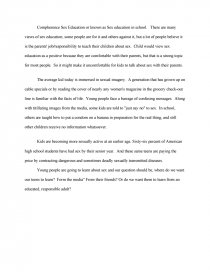 Реферат: Sex Ed Essay Research Paper High school