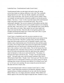 Leadership Essay Transformational Leader Coach Carter Essay