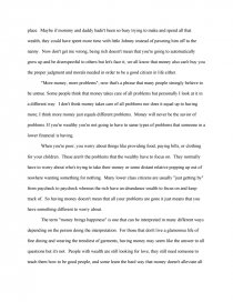 Money is the key to happiness essay