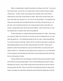 Happiness vs money essay