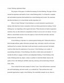 Critical Thinking Application Paper