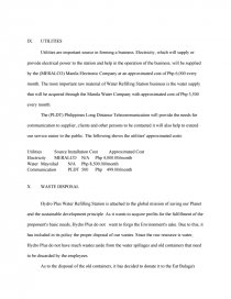 sample feasibility study in water refilling station business