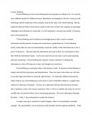 Critical Thinking Application Paper