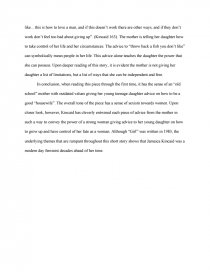 Analysis Of Girl Written By Jamaica Kincaid Essay