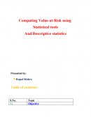 Computing Value at Risk Using Descriptive Statistics