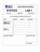 Lab 1: Equilibrium of Forces for 3 Point Load