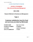 Customer Satisfaction Level for Food and Services Provided by McDonald
