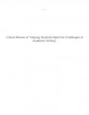 Critical Review of Helping Students Meet the Challenges of Academic Writing