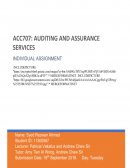 Acc707 Auditing and Assurance